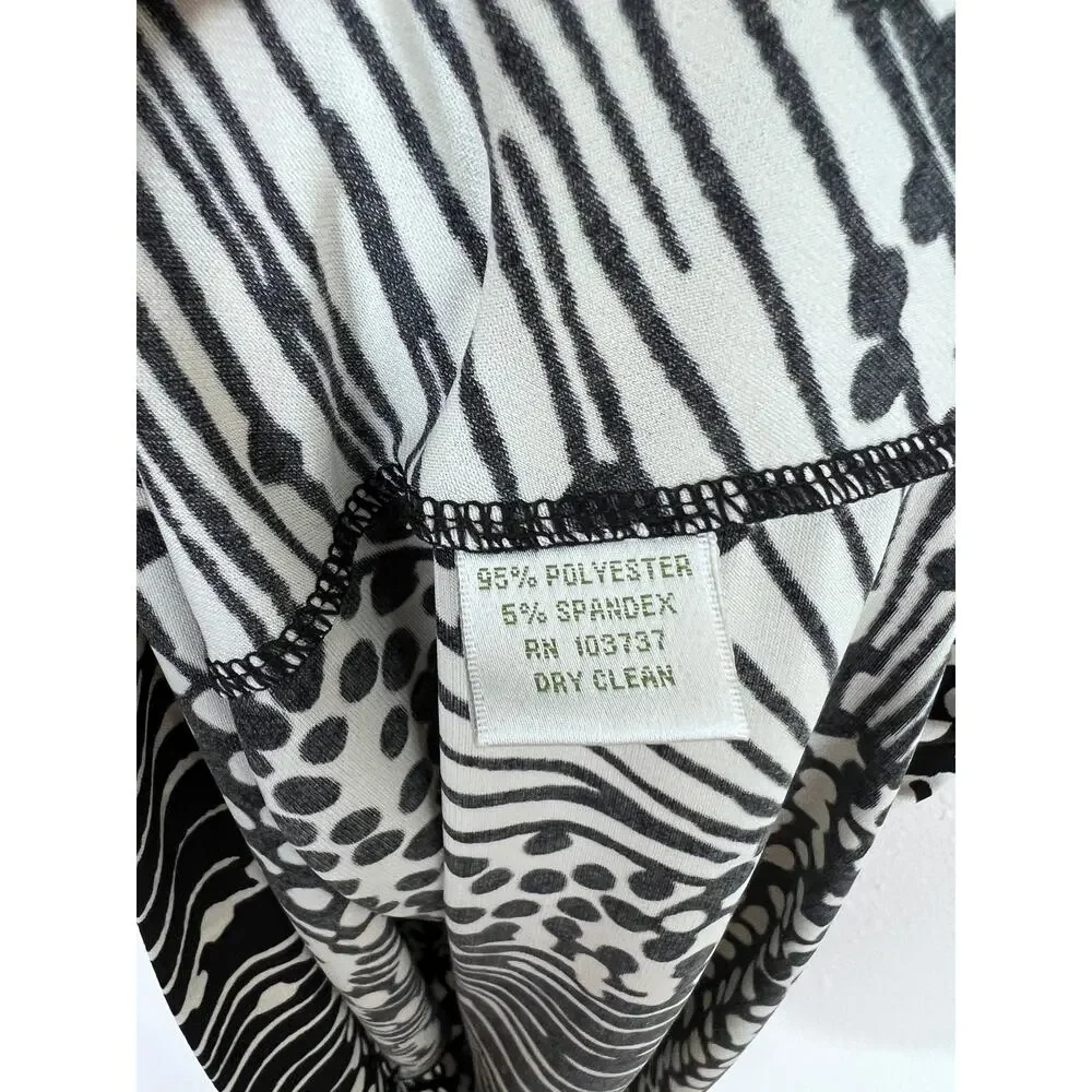 Donna Morgan Black White Abstract Print Tie Waist Dress Size 10 - Picture 5 of 6